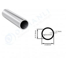 Alüminyum Boru Dış Çap 60mm  Et Kalınlık 1.3mm